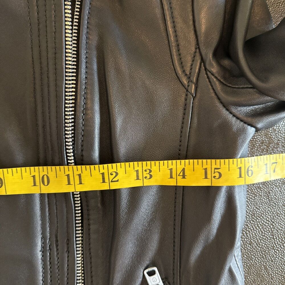 Michael Kors Black Leather Moto Jacket With Zippers Size XS - Picture 10 of 12